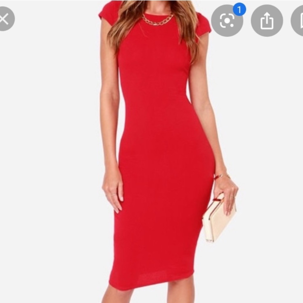 Red zip back Zara pencil dress